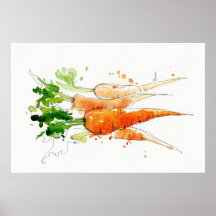 Zanahoria, acuarela Vegetable Cocina arte en la pa