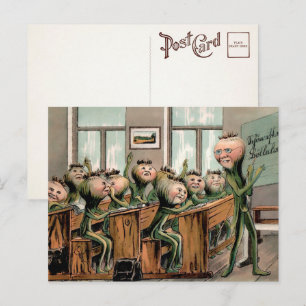 Zanahorias antiguas en la postal escolar 