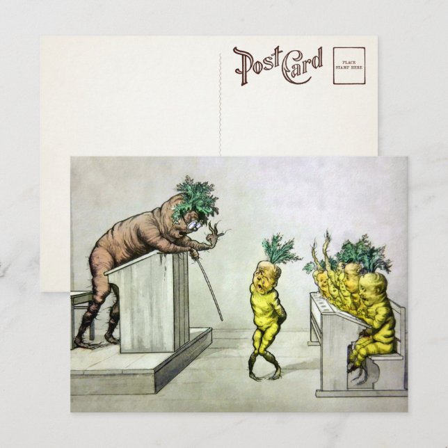 Zanahorias antiguas en la postal escolar  (Anverso / Reverso)