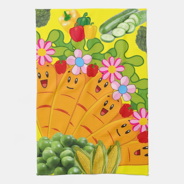 Zanahorias Pees Cocina Floral Toalla de mano (Vertical)