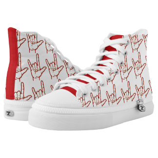 Zapatillas High-Top Top rojo del ASL te amo hola