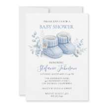Zapatitos Tejidos Azules Invitación para Baby Show
