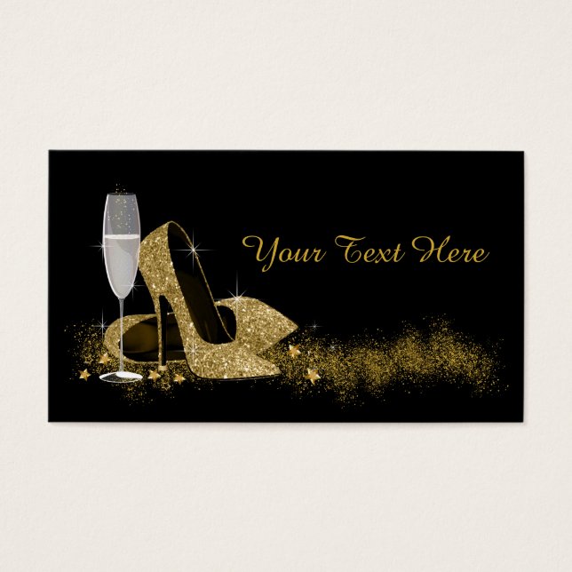 Zapato de tacón alto negro y dorado (Frente)