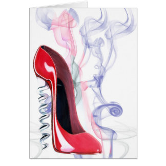 Zapato rojo del estilete del sacacorchos que fuma