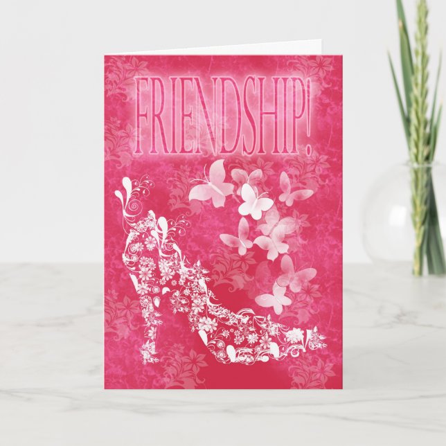 Zapato y mariposas de la flor de la tarjeta de la (Anverso)