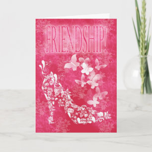 Zapato y mariposas de la flor de la tarjeta de la