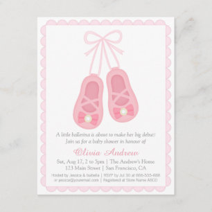 Zapatos de Bailarina Rosa Invitaciones para Baby S