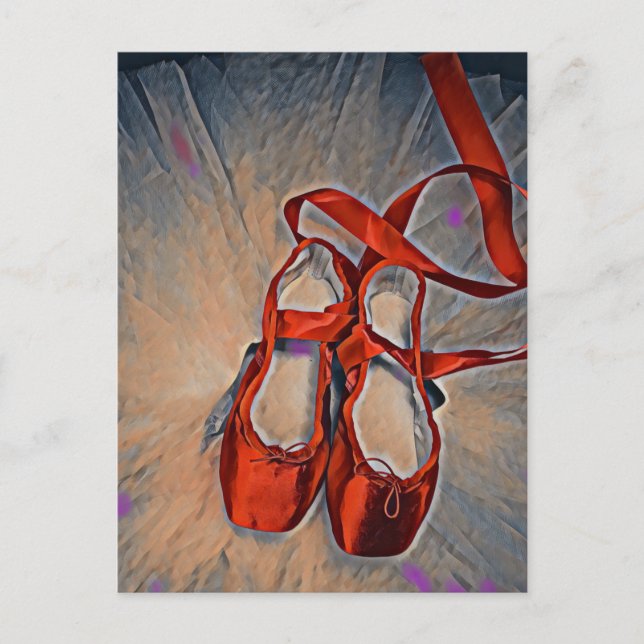 Zapatos de ballet con pinzas violetas postal (Anverso)