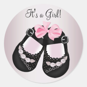 Zapatos de bebé negros Pegatinas para baby shower