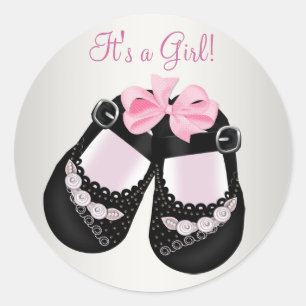 Zapatos de bebé negros Pegatinas para baby shower 