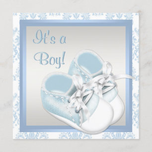 Zapatos de Damasco Azules Invitación de Baby Showe