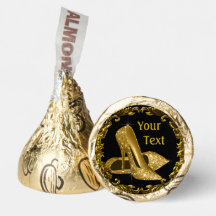 Zapatos de tacón alto de oro negro Hershey Kisses