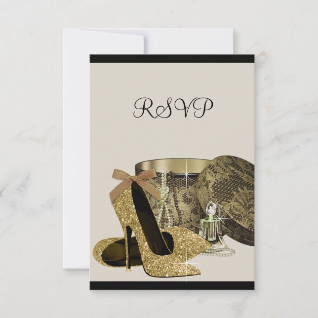 Zapatos de tacón alto perlas negro oro RSVP (Anverso)