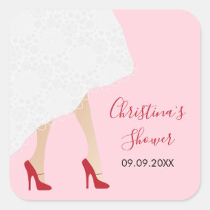 Zapatos rojos y vestidos Bodas Pegatinas de ducha 