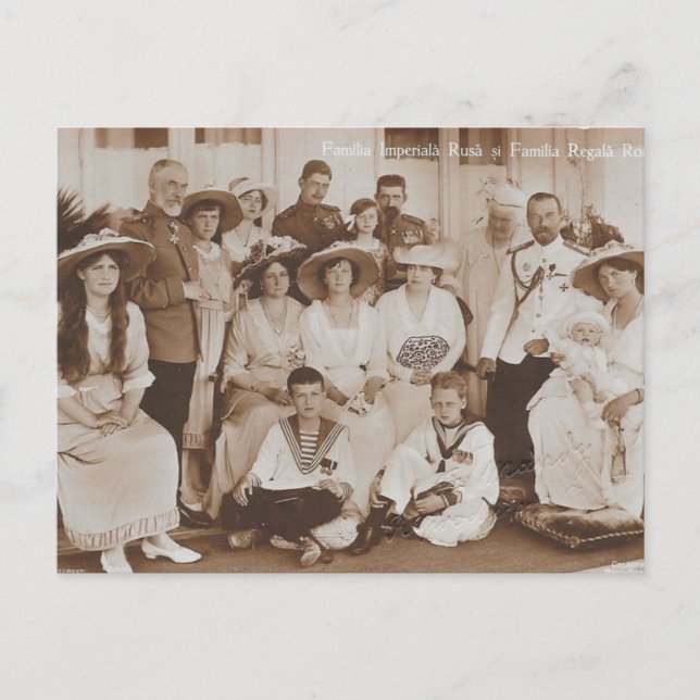 Zar familiar de Rusia y reyes postal de Rumania (Anverso)
