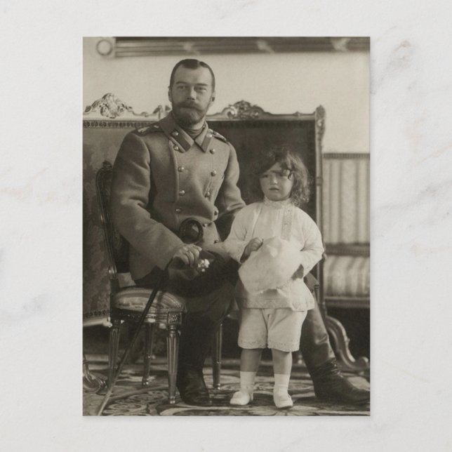 Zar Nicolás, zarevich Alexis de Rusia Tarjeta post (Anverso)
