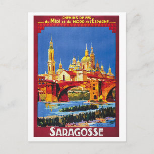 Zaragoza, España, ciudad, postal vintage de viaje