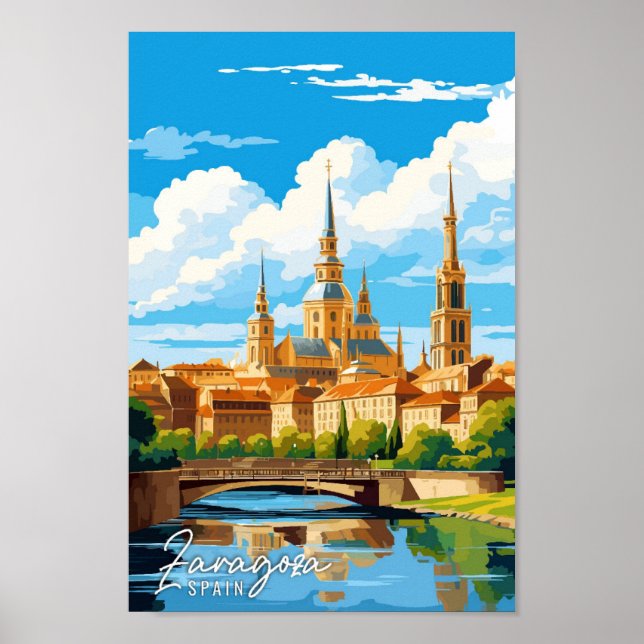 Zaragoza España ilustracion de viajes de arte (Frente)