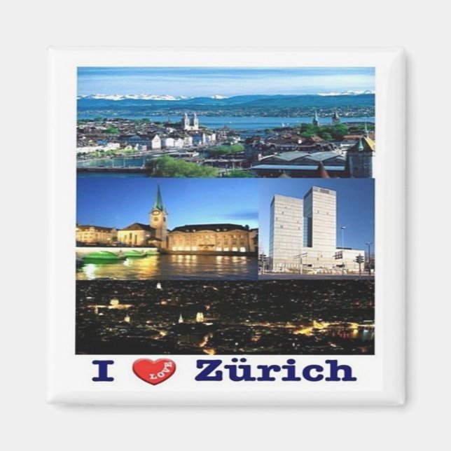 zCH037 ZURICH Me encanta suizo - Imán de nevera (Frente)