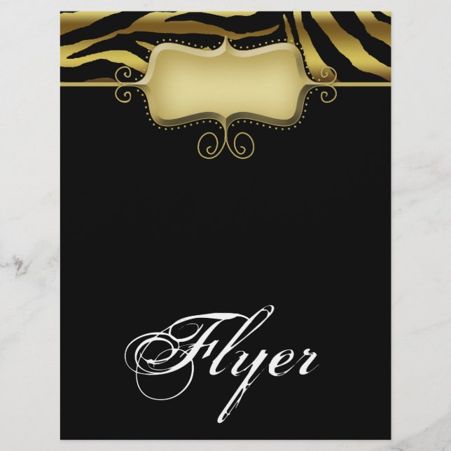 Zebra Animal Flyer Salon Spa Gold Black (Frente)