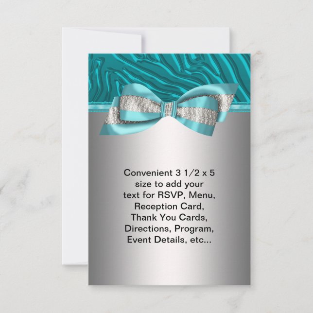 Zebra azul verde azulada Bat Mitzvah RSVP (Anverso)
