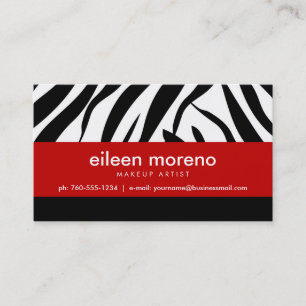 Zebra con tarjetas de negocios rojas
