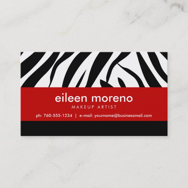 Zebra con tarjetas de negocios rojas (Anverso)