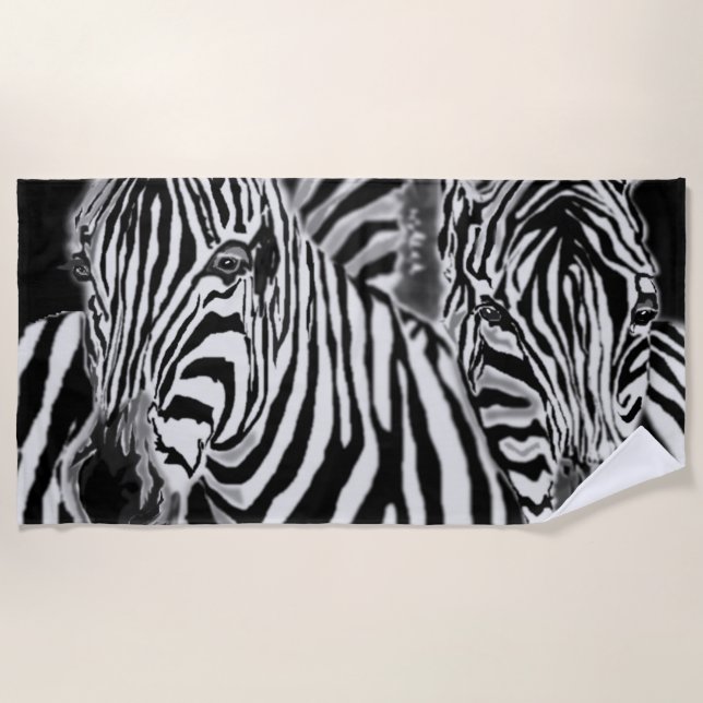 Zebra Couple Beach Toalla Black White Stripe (Anverso)