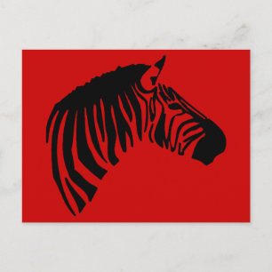 ZEBRA EN LA TARJETA POSTAL ROJA