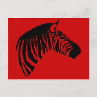 ZEBRA EN LA TARJETA POSTAL ROJA