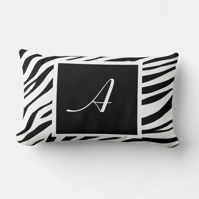 Zebra Imprimir almohada lumbar en blanco y negro (Anverso)
