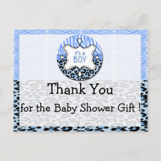 Zebra, Leopard Boy Baby Shower Gracias Postales