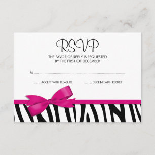 Zebra rosa caliente Bow impreso RSVP