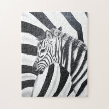 Zebra Stripe Safari Puzzle blanco y negro