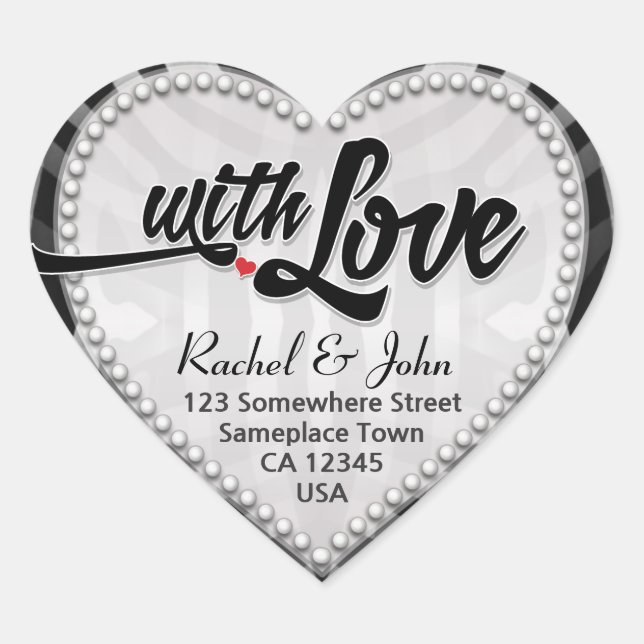 Zebra Tribal Black Silver con Pegatina del corazón (Anverso)