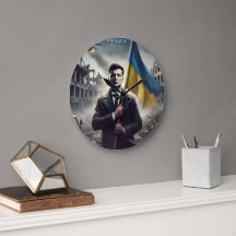 Zelenskyy reloj de pared de la bandera de Ucrania