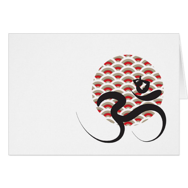 Zen Asia Red Sun Yoga Calligrafía moderna Om Aum (Anverso (Horizontal))