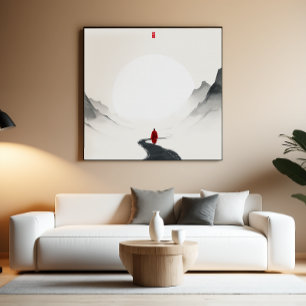 Zen Monk Path Wall Art - Decoración de tinta Minim
