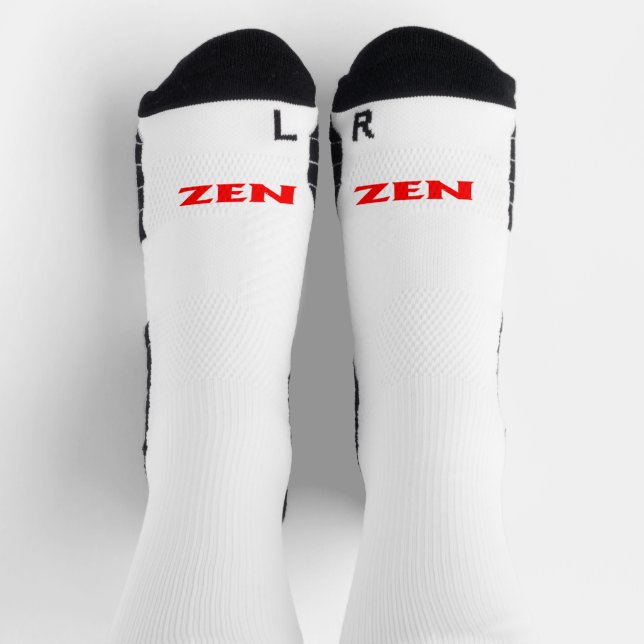 Zen rojo blanco hacia adentro calcetines de alto r (Arriba)