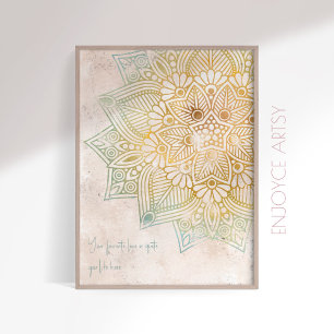 Zen tono neatral oro mandala arte de pared india
