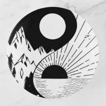 Zen Yin Yang Bandeja de entrada blanca negra