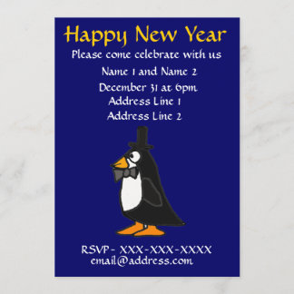 ZF- pingüino de la invitación del fiesta de Noche