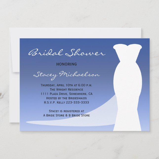 ZH Bridal Shower Invitación Blue Ombre (Anverso)