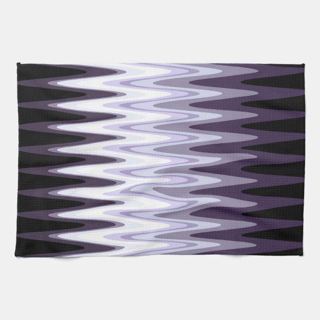 Zig Zag Morple White Gray Pattern Kitchen Toalla (Horizontal)
