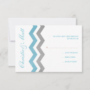Zig Zag Wedding RSVP azul y gris