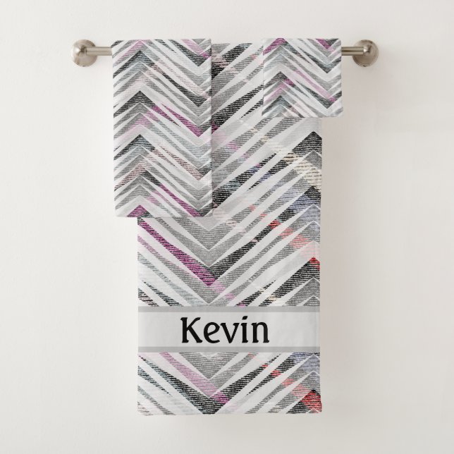 Zigzag, geométrico, gris, lilac, rosa, negro, tira (In situ)