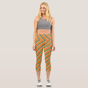 zigzag stripes capri leggings