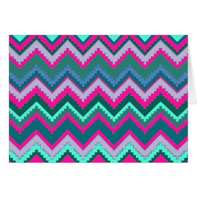 Zigzags tribales rosados azules verde azulados de (Anverso (Horizontal))