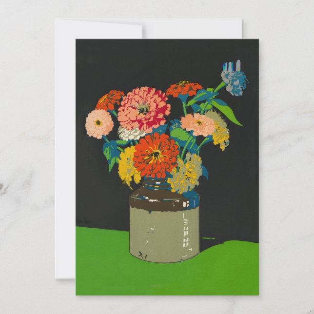 Zinnia floral crock se pone bien pronto tarjeta de (Anverso)