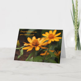 Zinnias anaranjados florales, bonitos, tarjeta del
